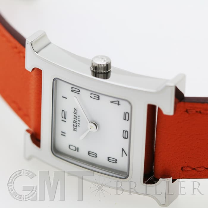 HERMES エルメス Hウォッチ HH1.220.136/WW93 044901WW00　Hウォッチ ホワイトラッカーSS オレンジ 10