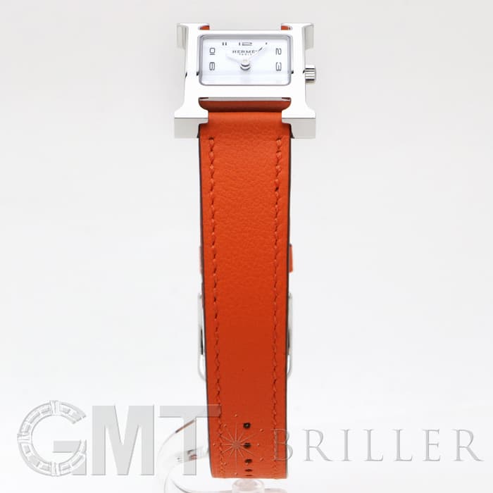 HERMES エルメス Hウォッチ HH1.220.136/WW93 044901WW00　Hウォッチ ホワイトラッカーSS オレンジ 12