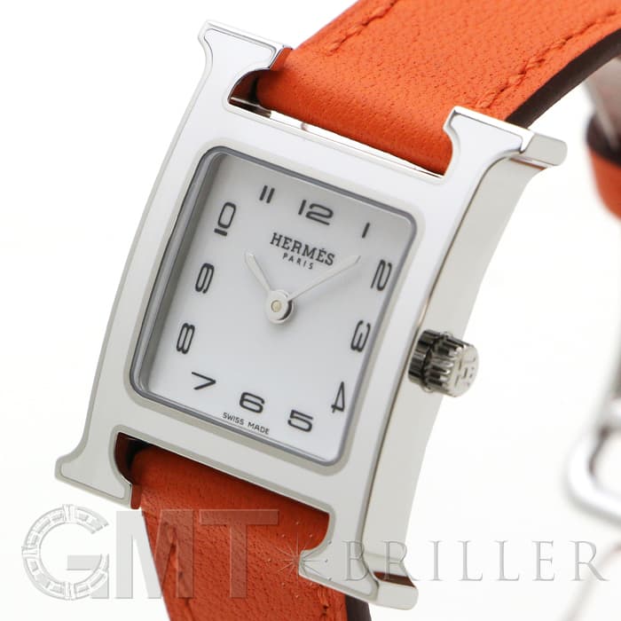 HERMES エルメス Hウォッチ HH1.220.136/WW93 044901WW00　Hウォッチ ホワイトラッカーSS オレンジ 14