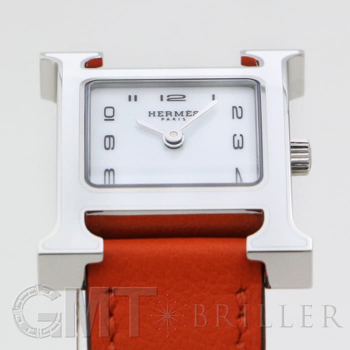 HERMES エルメス Hウォッチ HH1.220.136/WW93 044901WW00　Hウォッチ ホワイトラッカーSS オレンジ 15