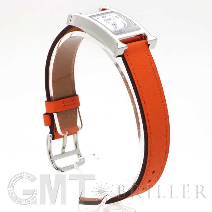 HERMES エルメス Hウォッチ HH1.220.136/WW93 044901WW00　Hウォッチ ホワイトラッカーSS オレンジ 18