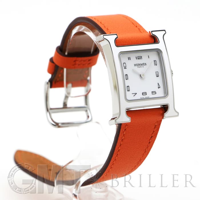 HERMES エルメス Hウォッチ HH1.220.136/WW93 044901WW00　Hウォッチ ホワイトラッカーSS オレンジ 1