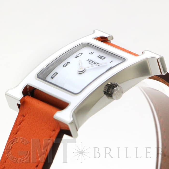 HERMES エルメス Hウォッチ HH1.220.136/WW93 044901WW00　Hウォッチ ホワイトラッカーSS オレンジ 19