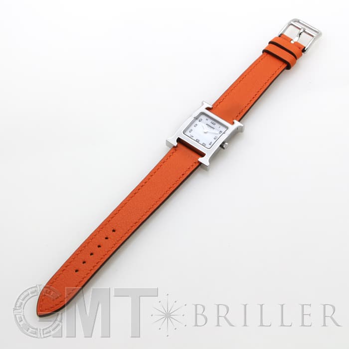 HERMES エルメス Hウォッチ HH1.220.136/WW93 044901WW00　Hウォッチ ホワイトラッカーSS オレンジ 21