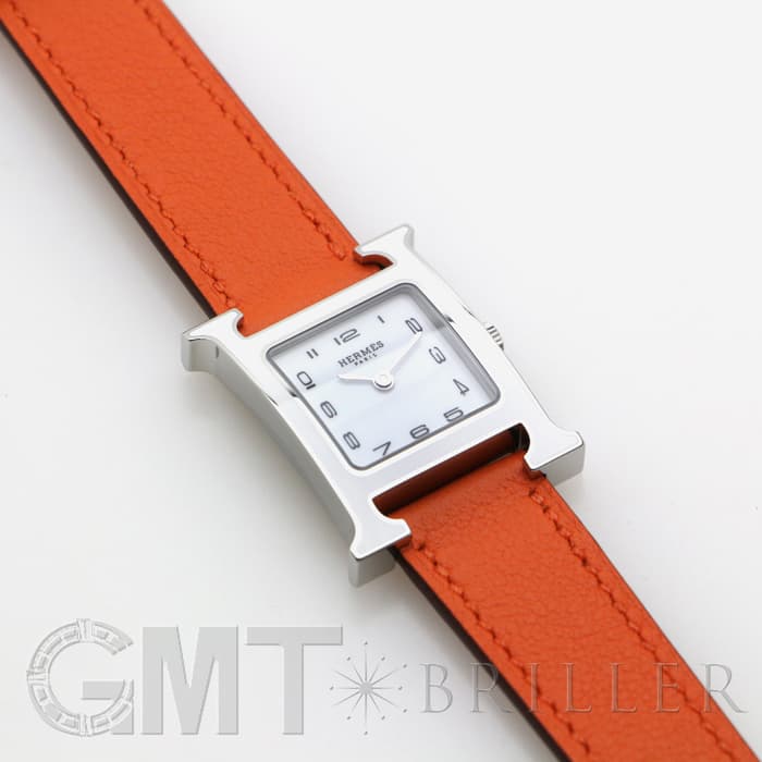HERMES エルメス Hウォッチ HH1.220.136/WW93 044901WW00　Hウォッチ ホワイトラッカーSS オレンジ 23