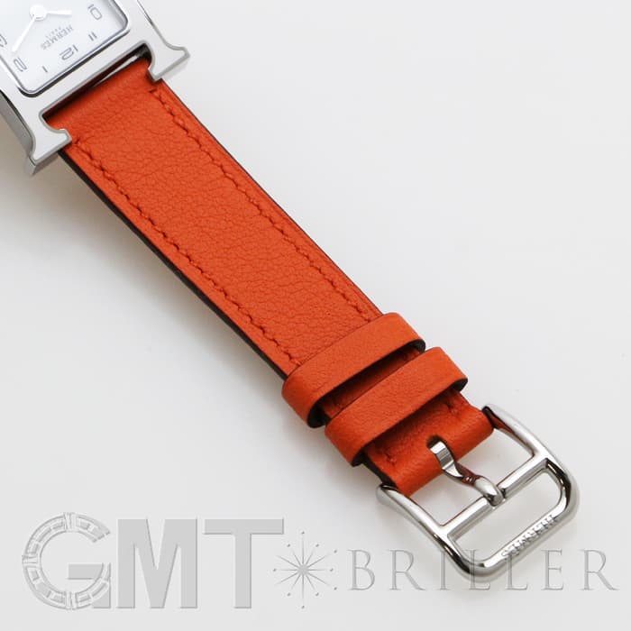 HERMES エルメス Hウォッチ HH1.220.136/WW93 044901WW00　Hウォッチ ホワイトラッカーSS オレンジ 27