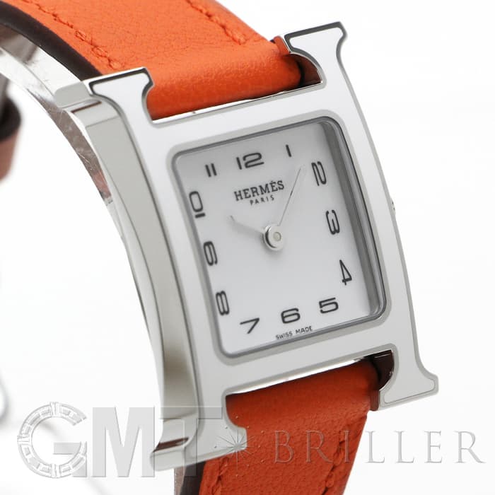 HERMES エルメス Hウォッチ HH1.220.136/WW93 044901WW00　Hウォッチ ホワイトラッカーSS オレンジ 3