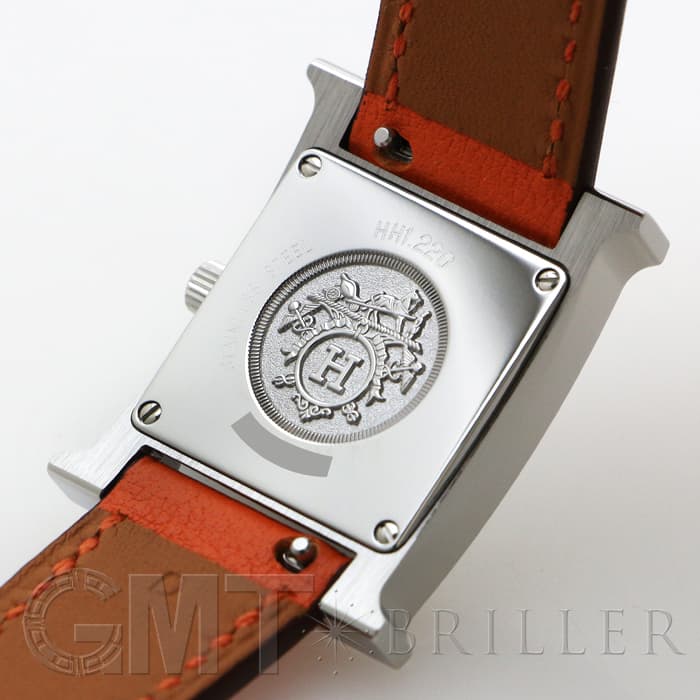 HERMES エルメス Hウォッチ HH1.220.136/WW93 044901WW00　Hウォッチ ホワイトラッカーSS オレンジ 4
