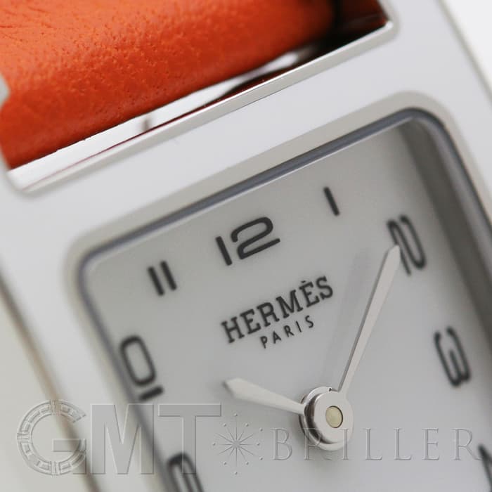 HERMES エルメス Hウォッチ HH1.220.136/WW93 044901WW00　Hウォッチ ホワイトラッカーSS オレンジ 5