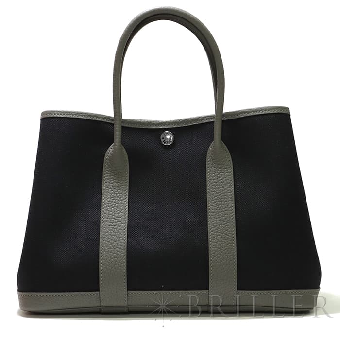 HERMES エルメス ガーデンパーティー 30/TPM トワルアッシュ/ネゴンダ エタン/ノワール シルバー金具 メイン