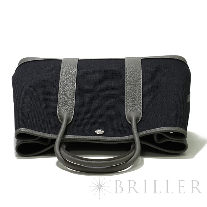 HERMES エルメス ガーデンパーティー 30/TPM トワルアッシュ/ネゴンダ エタン/ノワール シルバー金具 14