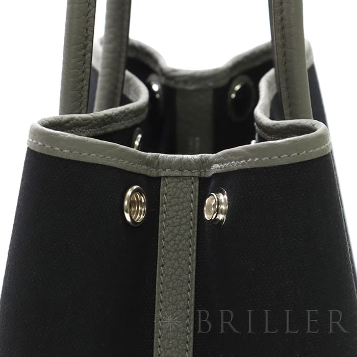 HERMES エルメス ガーデンパーティー 30/TPM トワルアッシュ/ネゴンダ エタン/ノワール シルバー金具 18