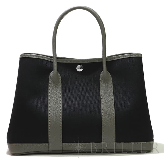 HERMES エルメス ガーデンパーティー 30/TPM トワルアッシュ/ネゴンダ エタン/ノワール シルバー金具 1