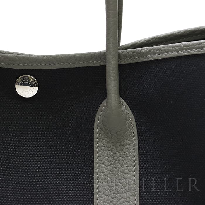HERMES エルメス ガーデンパーティー 30/TPM トワルアッシュ/ネゴンダ エタン/ノワール シルバー金具 27