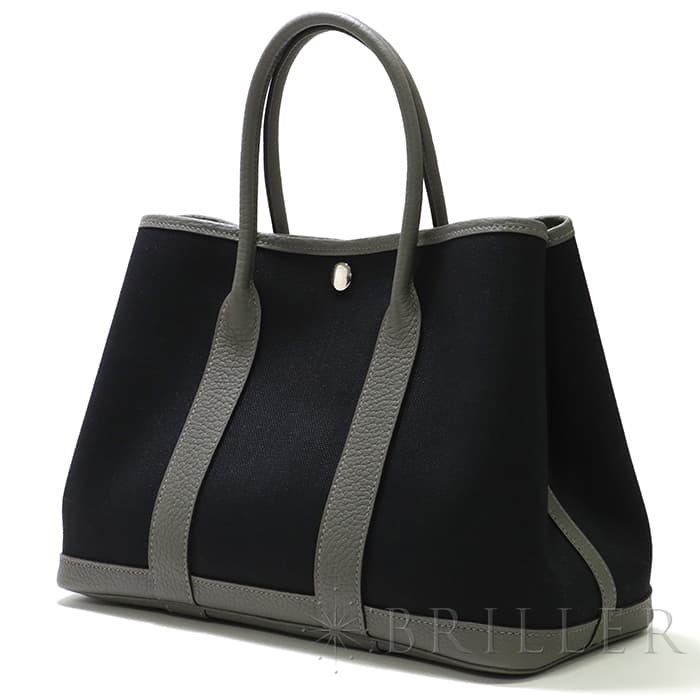 HERMES エルメス ガーデンパーティー 30/TPM トワルアッシュ/ネゴンダ エタン/ノワール シルバー金具 28