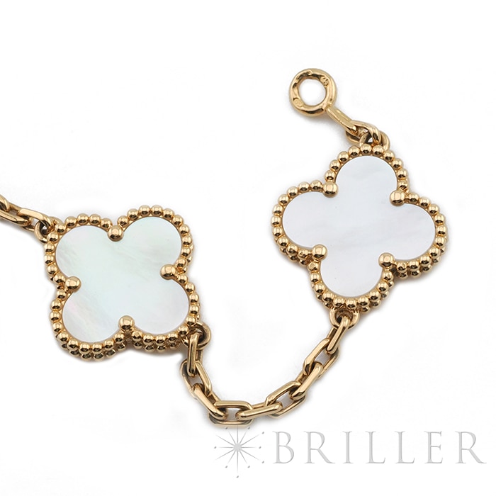 Van Cleef & Arpels ヴァン クリーフ&アーペル アルハンブラ ヴィンテージアルハンブラ ブレスレット 5モチーフ マザーオブパール イエローゴールド VCARA41800 9
