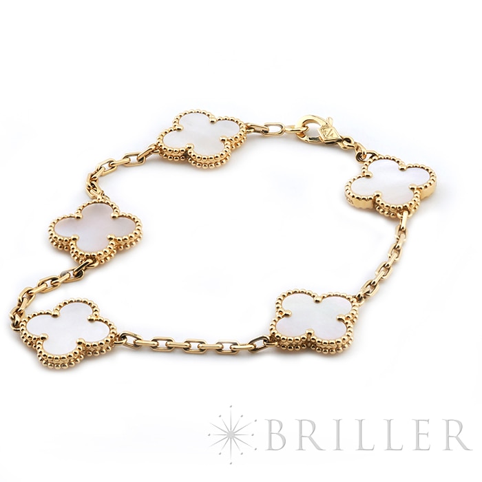 Van Cleef & Arpels ヴァン クリーフ&アーペル アルハンブラ ヴィンテージアルハンブラ ブレスレット 5モチーフ マザーオブパール イエローゴールド VCARA41800 10
