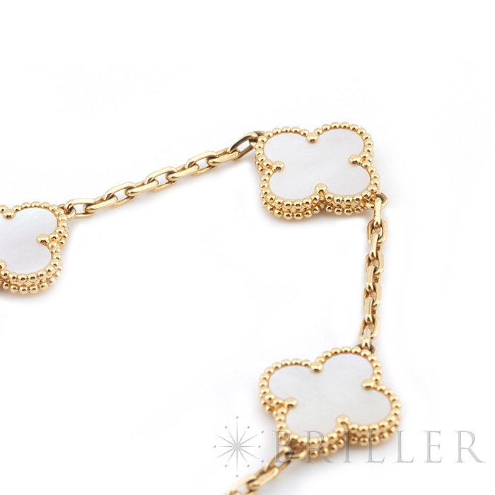 Van Cleef & Arpels ヴァン クリーフ&アーペル アルハンブラ ヴィンテージアルハンブラ ブレスレット 5モチーフ マザーオブパール イエローゴールド VCARA41800 11