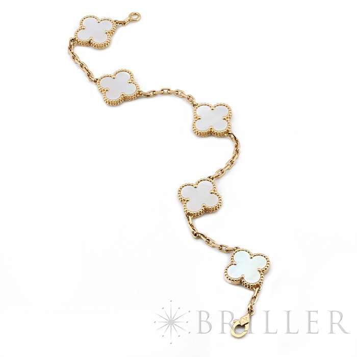 Van Cleef & Arpels ヴァン クリーフ&アーペル アルハンブラ ヴィンテージアルハンブラ ブレスレット 5モチーフ マザーオブパール イエローゴールド VCARA41800 12