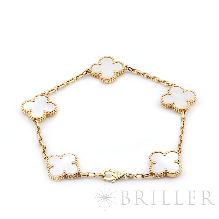 Van Cleef & Arpels ヴァン クリーフ&アーペル アルハンブラ ヴィンテージアルハンブラ ブレスレット 5モチーフ マザーオブパール イエローゴールド VCARA41800 1