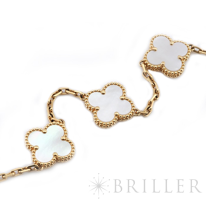 Van Cleef & Arpels ヴァン クリーフ&アーペル アルハンブラ ヴィンテージアルハンブラ ブレスレット 5モチーフ マザーオブパール イエローゴールド VCARA41800 5