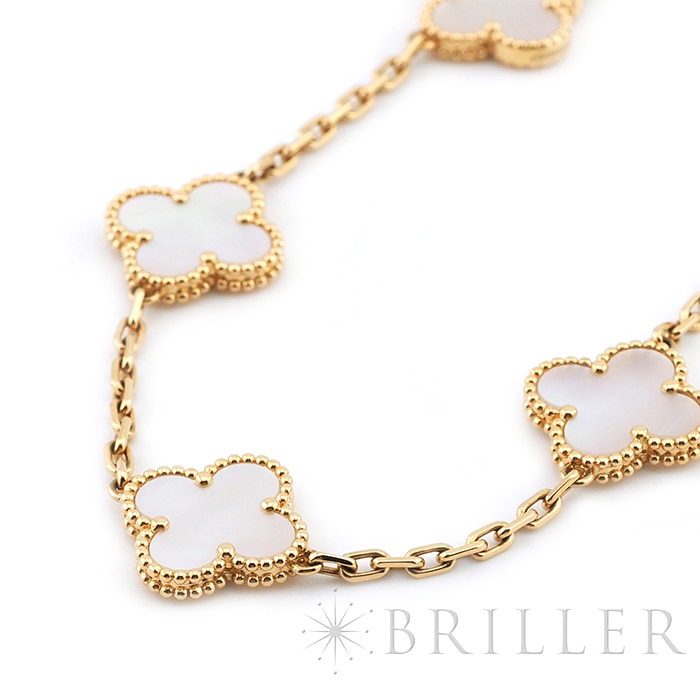 Van Cleef & Arpels ヴァン クリーフ&アーペル アルハンブラ ヴィンテージアルハンブラ ブレスレット 5モチーフ マザーオブパール イエローゴールド VCARA41800 6