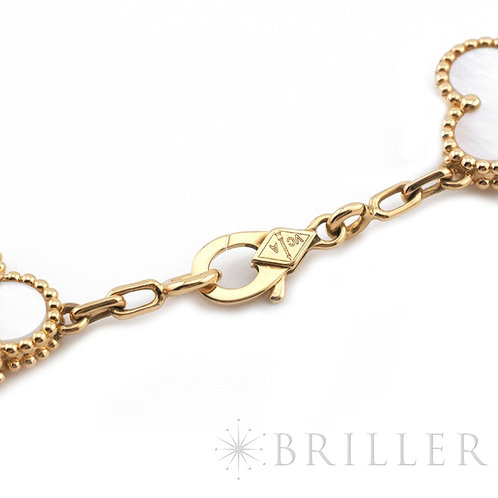 Van Cleef & Arpels ヴァン クリーフ&アーペル アルハンブラ ヴィンテージアルハンブラ ブレスレット 5モチーフ マザーオブパール イエローゴールド VCARA41800 8