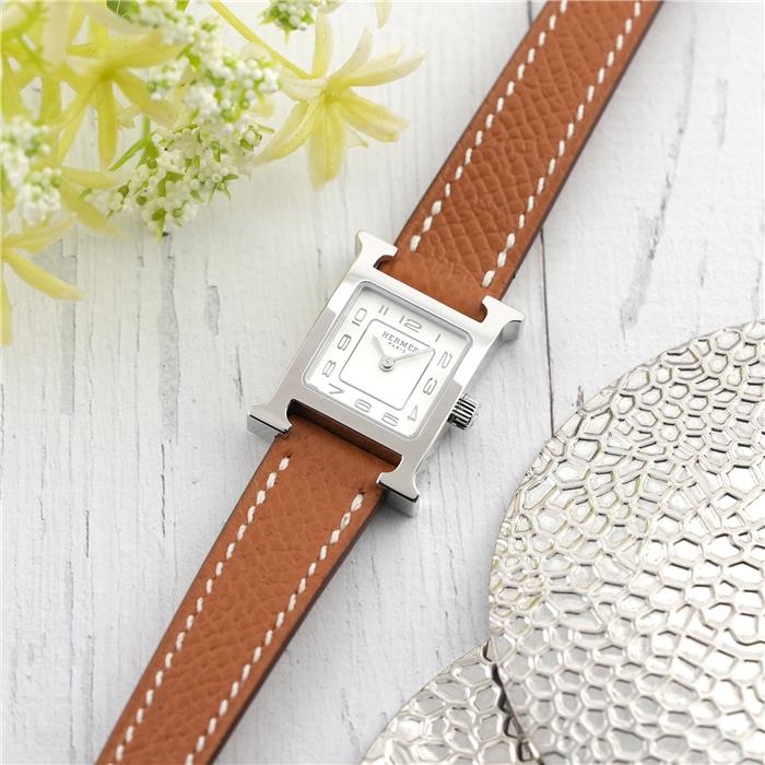 HERMES エルメス Hウォッチ ミニ シルバー ゴールド HH1.110 2