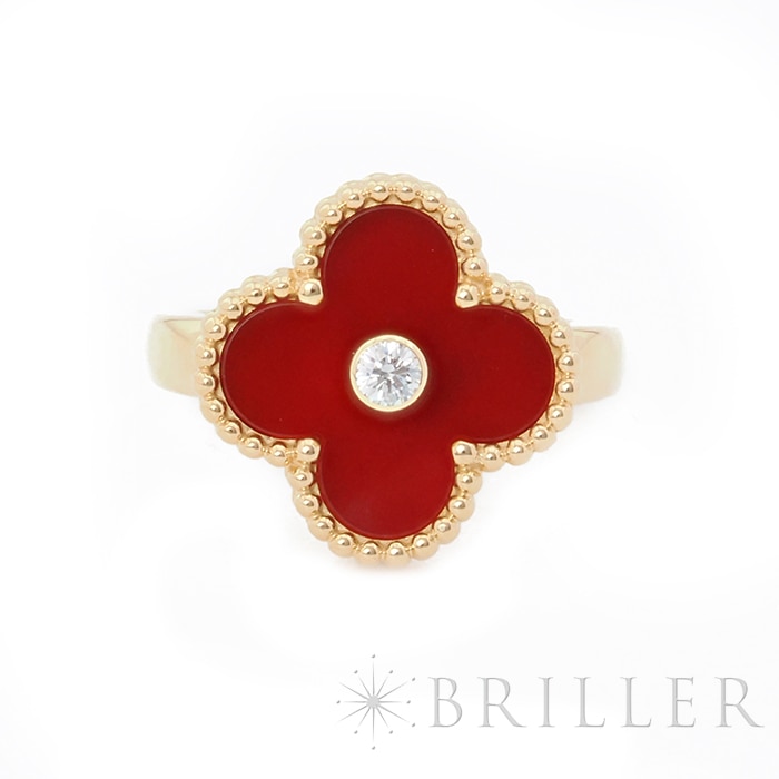 Van Cleef & Arpels ヴァン クリーフ&アーペル アルハンブラ ヴィンテージ アルハンブラ リング イエローゴールド カーネリアン ダイヤモンド 9号 VCARD40800 メイン