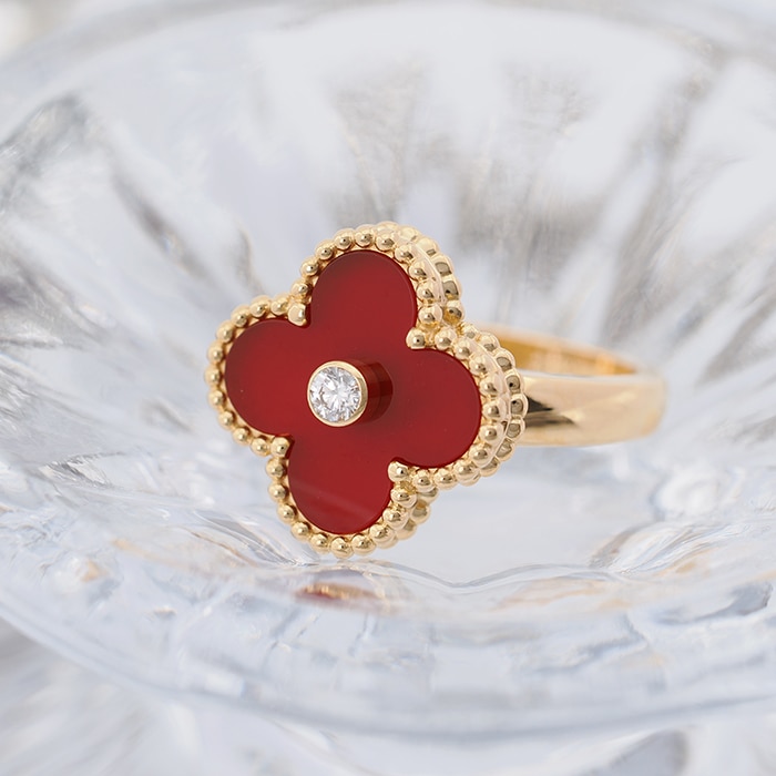 Van Cleef & Arpels ヴァン クリーフ&アーペル アルハンブラ ヴィンテージ アルハンブラ リング イエローゴールド カーネリアン ダイヤモンド 9号 VCARD40800 2