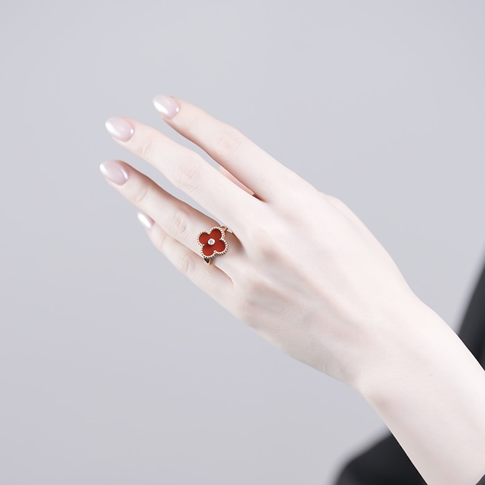 Van Cleef & Arpels ヴァン クリーフ&アーペル アルハンブラ ヴィンテージ アルハンブラ リング イエローゴールド カーネリアン ダイヤモンド 9号 VCARD40800 14