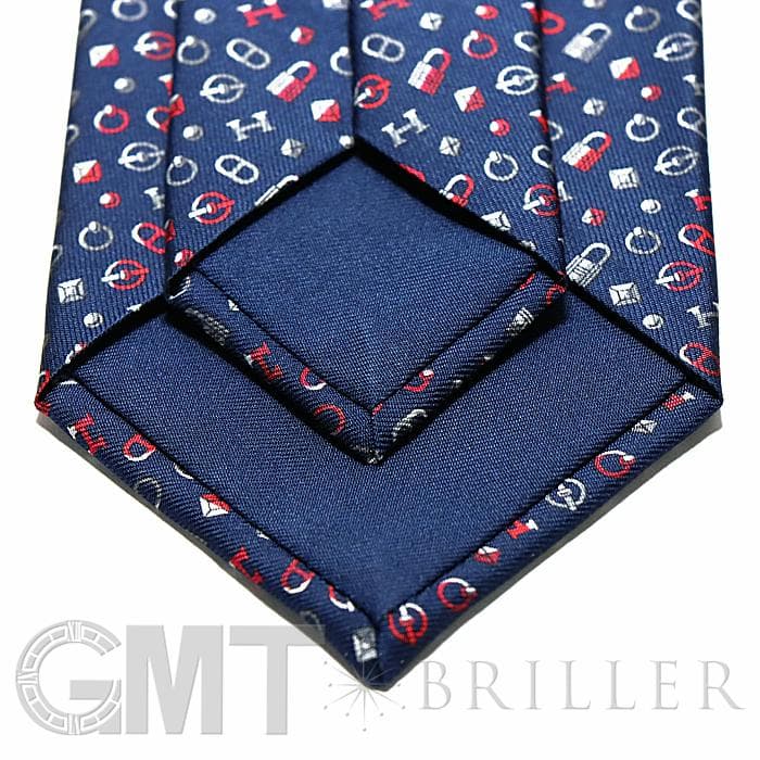 HERMES エルメス ネクタイ QUINCAILLERIE マリン×グリス×ルージュ 13