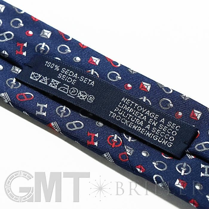 HERMES エルメス ネクタイ QUINCAILLERIE マリン×グリス×ルージュ 15