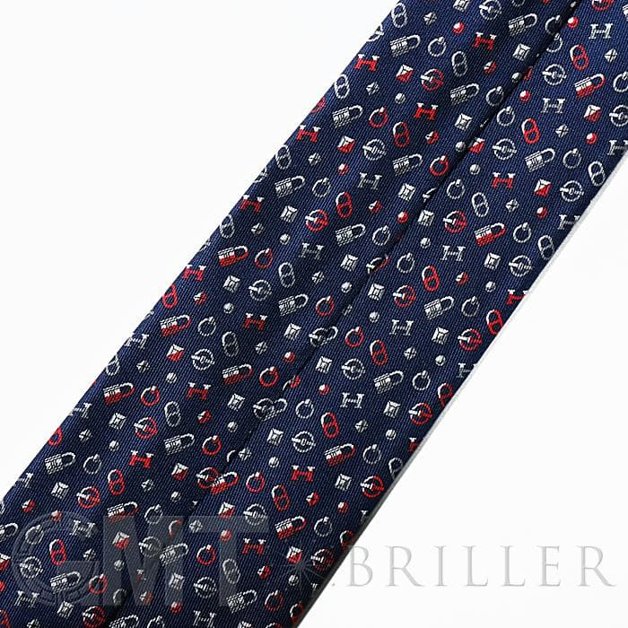 HERMES エルメス ネクタイ QUINCAILLERIE マリン×グリス×ルージュ 21