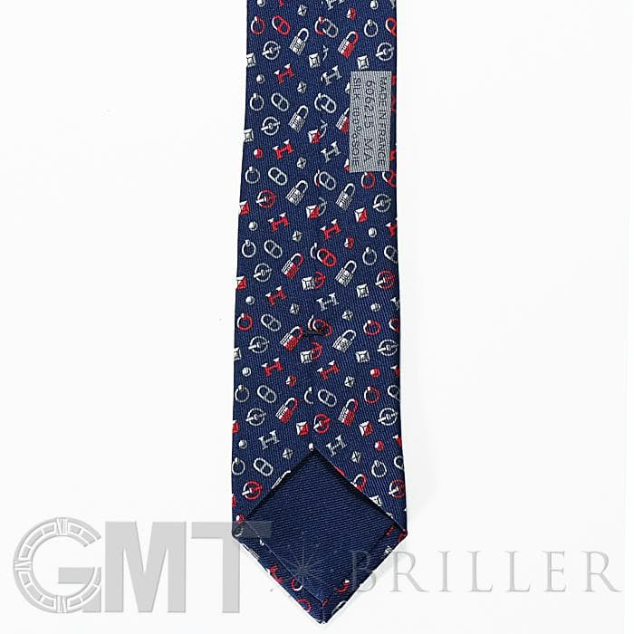 HERMES エルメス ネクタイ QUINCAILLERIE マリン×グリス×ルージュ 25