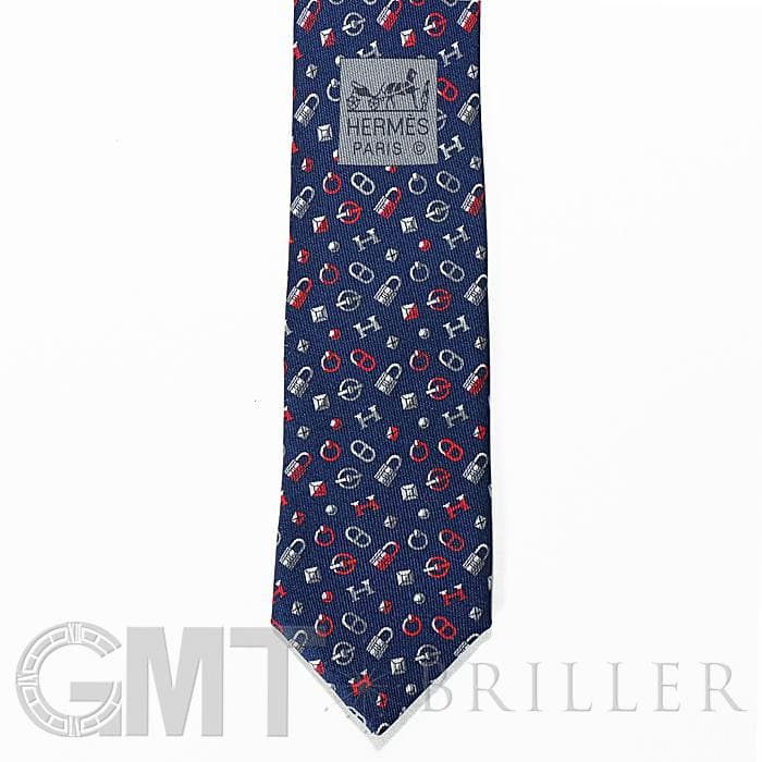 HERMES エルメス ネクタイ QUINCAILLERIE マリン×グリス×ルージュ 26