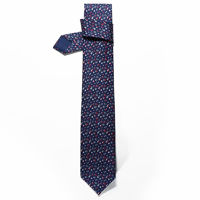 HERMES エルメス ネクタイ QUINCAILLERIE マリン×グリス×ルージュ 2