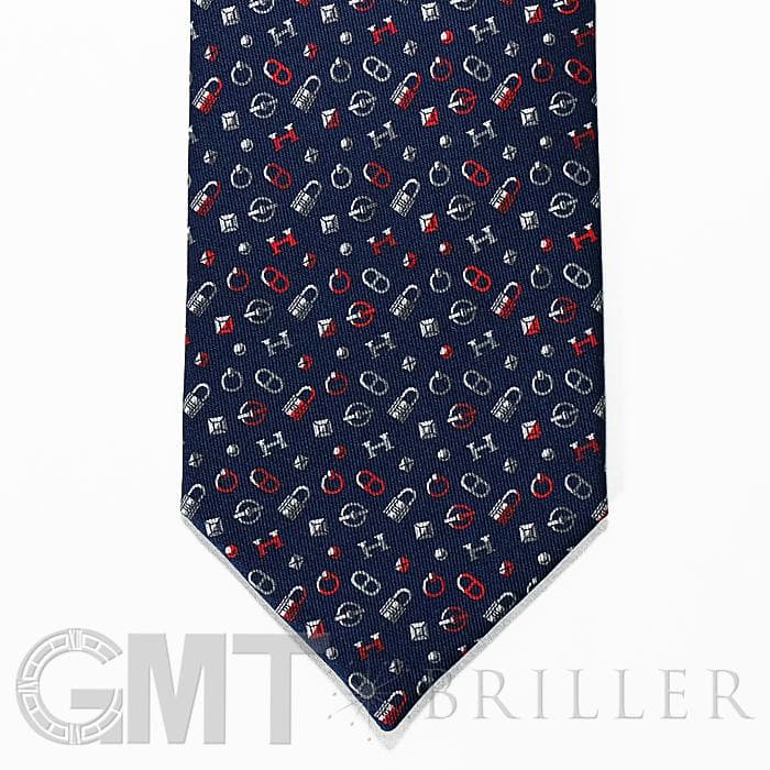 HERMES エルメス ネクタイ QUINCAILLERIE マリン×グリス×ルージュ 5