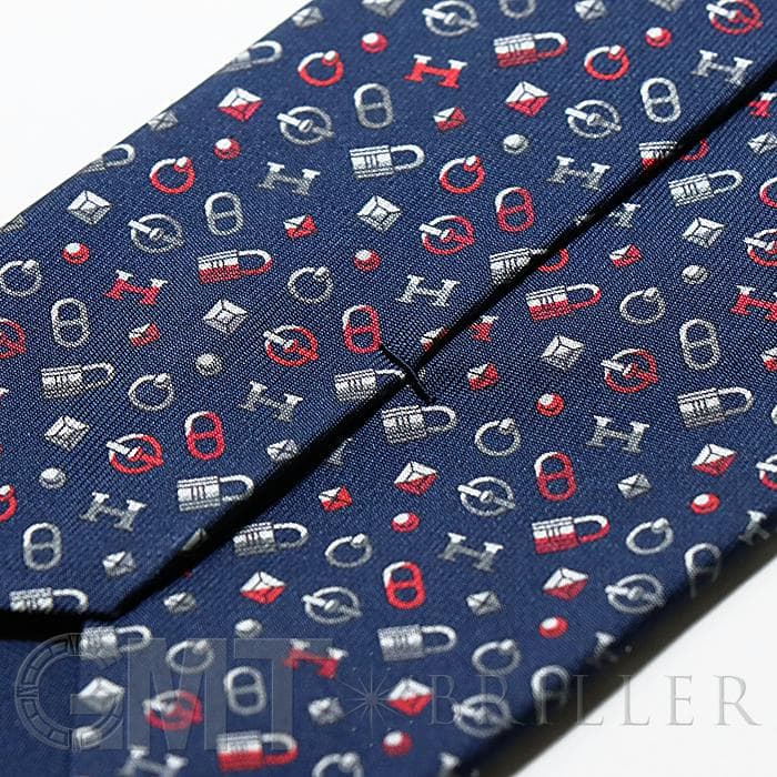 HERMES エルメス ネクタイ QUINCAILLERIE マリン×グリス×ルージュ 8