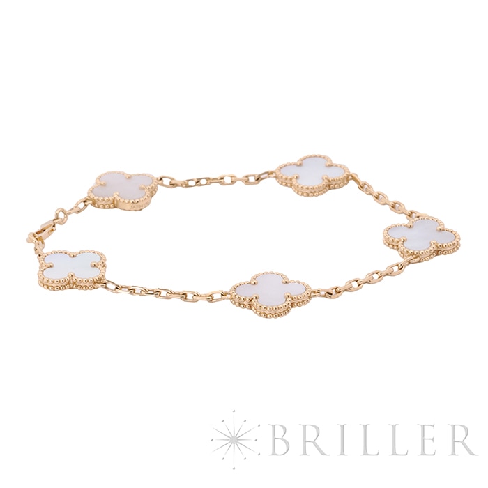 Van Cleef & Arpels ヴァン クリーフ&アーペル アルハンブラ ヴィンテージ アルハンブラ ブレスレット 5モチーフ マザーオブパール イエローゴールド VCARA41800 10