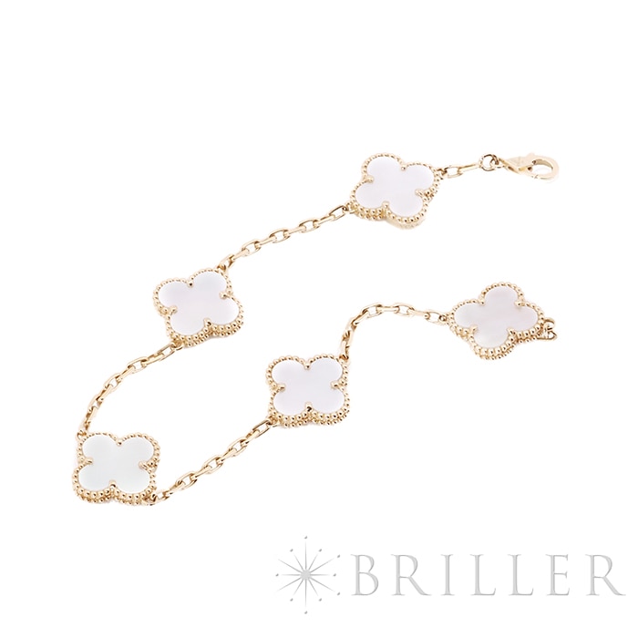 Van Cleef & Arpels ヴァン クリーフ&アーペル アルハンブラ ヴィンテージ アルハンブラ ブレスレット 5モチーフ マザーオブパール イエローゴールド VCARA41800 12