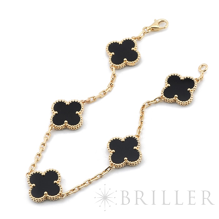 Van Cleef & Arpels ヴァン クリーフ&アーペル ヴィンテージ アルハンブラ ブレスレット 5モチーフ イエローゴールド オニキス VCARA41300 12