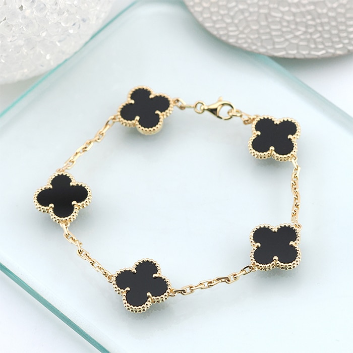 Van Cleef & Arpels ヴァン クリーフ&アーペル ヴィンテージ アルハンブラ ブレスレット 5モチーフ イエローゴールド オニキス VCARA41300 2
