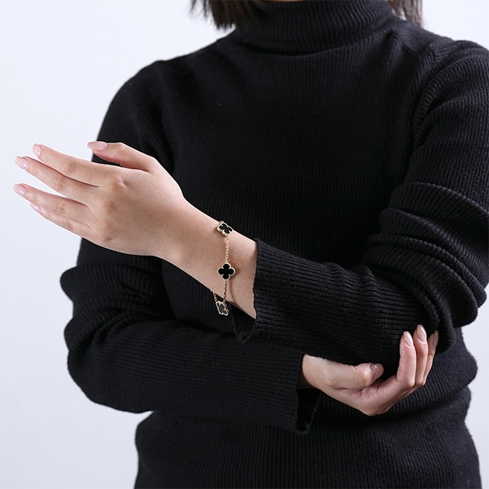 Van Cleef & Arpels ヴァン クリーフ&アーペル ヴィンテージ アルハンブラ ブレスレット 5モチーフ イエローゴールド オニキス VCARA41300 14