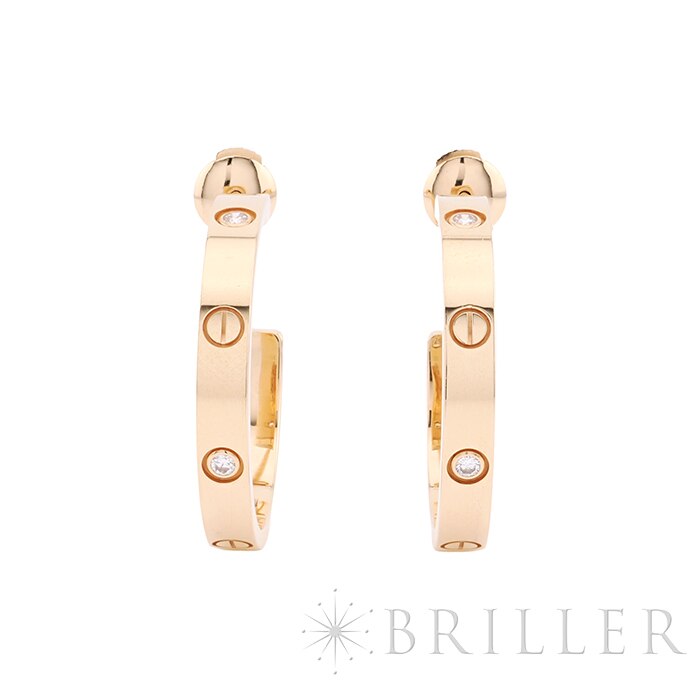 中古)CARTIER カルティエ ラブ フープ ピアス ミディアム ダイヤモンド