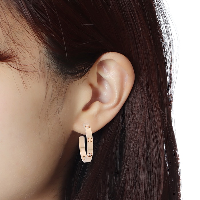 CARTIER カルティエ ラブ フープ ピアス ミディアム ダイヤモンド 6石 ピンクゴールド B8301433 13