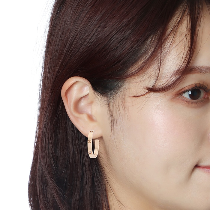 CARTIER カルティエ ラブ フープ ピアス ミディアム ダイヤモンド 6石 ピンクゴールド B8301433 14