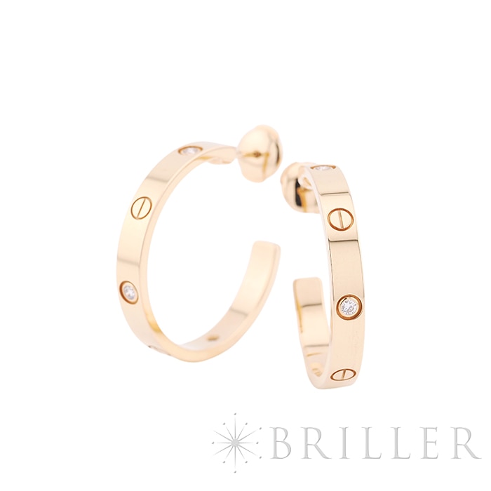 CARTIER カルティエ ラブ フープ ピアス ミディアム ダイヤモンド 6石 ピンクゴールド B8301433 3