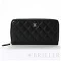 CHANEL シャネル クラシックロングジップウォレット グレインドカーフ ブラック シルバー金具 メイン