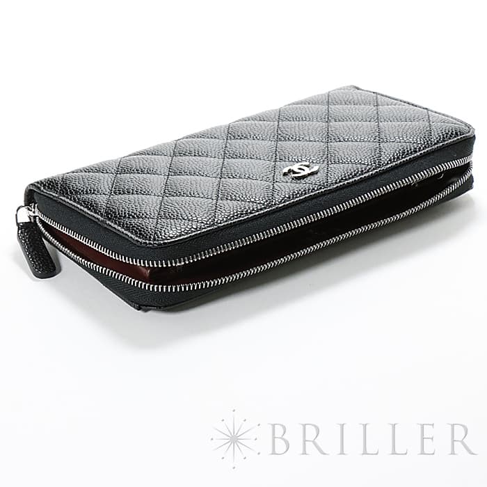 CHANEL シャネル クラシックロングジップウォレット グレインドカーフ ブラック シルバー金具 9